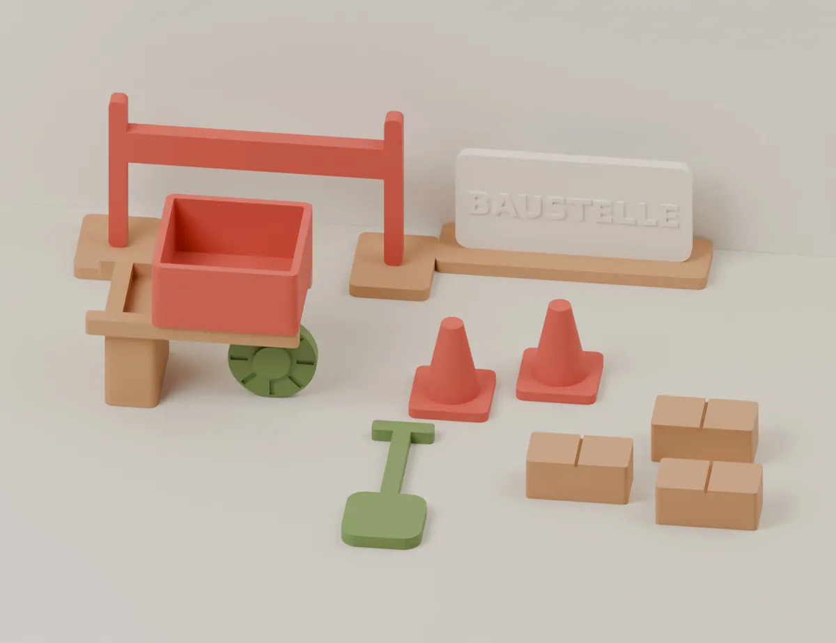 Building Site and Wheelbarrow · CAD view of our model