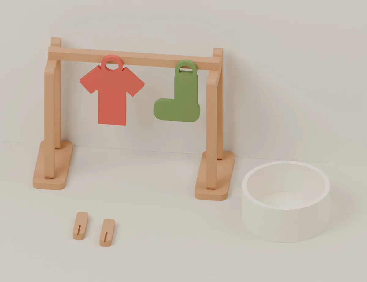 Laundry Day – Miniature Drying Rack · CAD view of our model