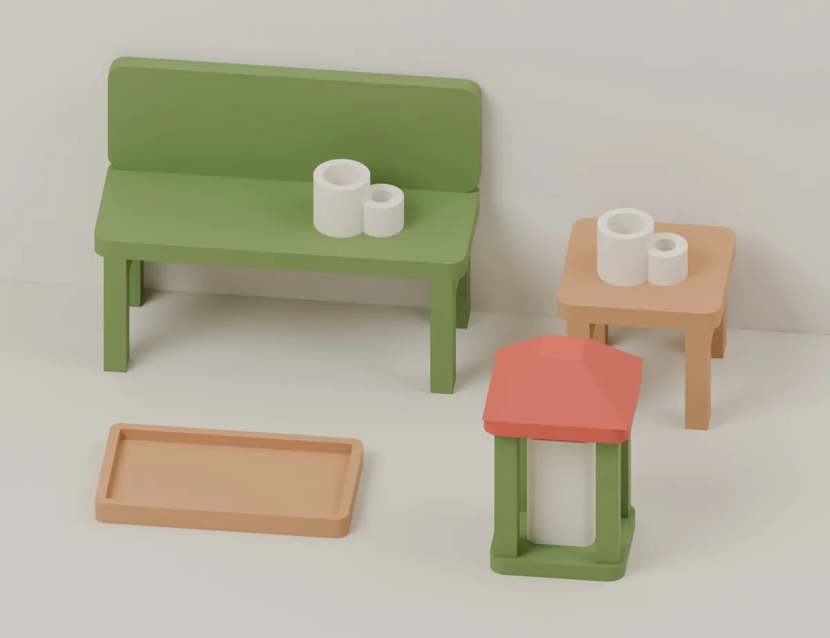 Cosy Evening – Bench and Lantern · CAD view of our model