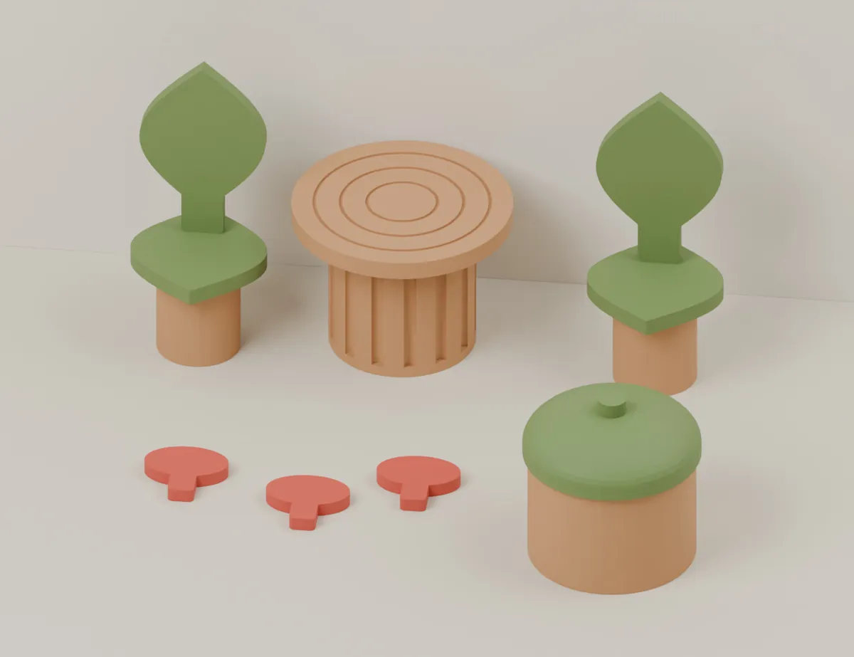 Woodland Picnic and Acorn Basket · CAD view of our model