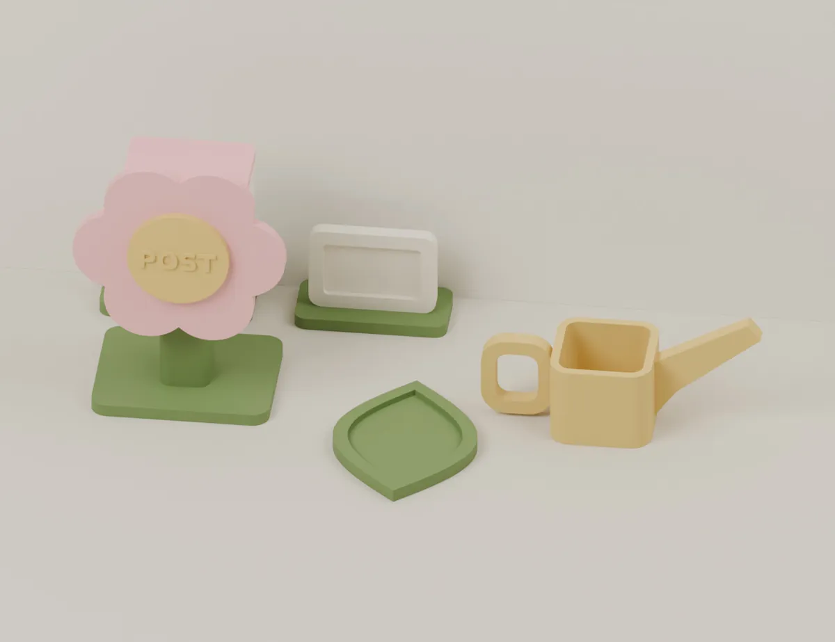 Garden Post – Mailbox and Watering Can · CAD view of our model