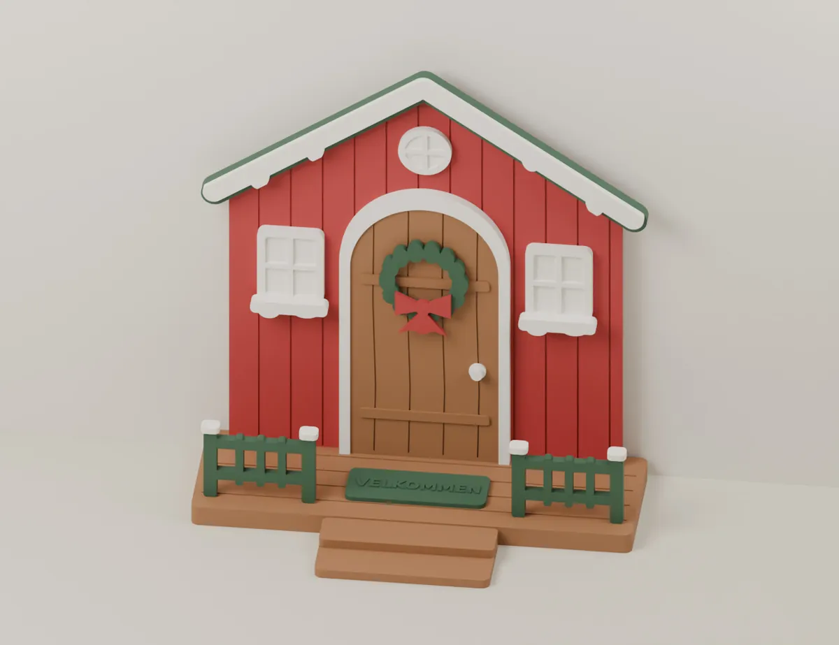 Fir Lane Winter House – Elf Door · CAD view of our model