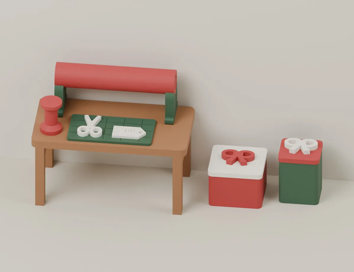 Gift Workshop – Elf Wrapping Table · CAD view of our model